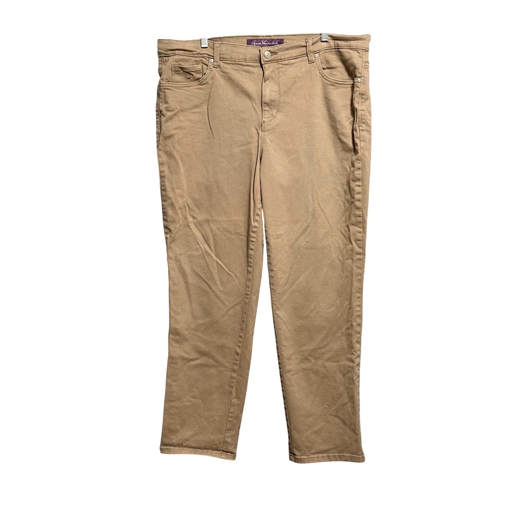 Gloria Vanderbilt Amanda Women's Tapered High Rise Khaki Jeans Tan 16W